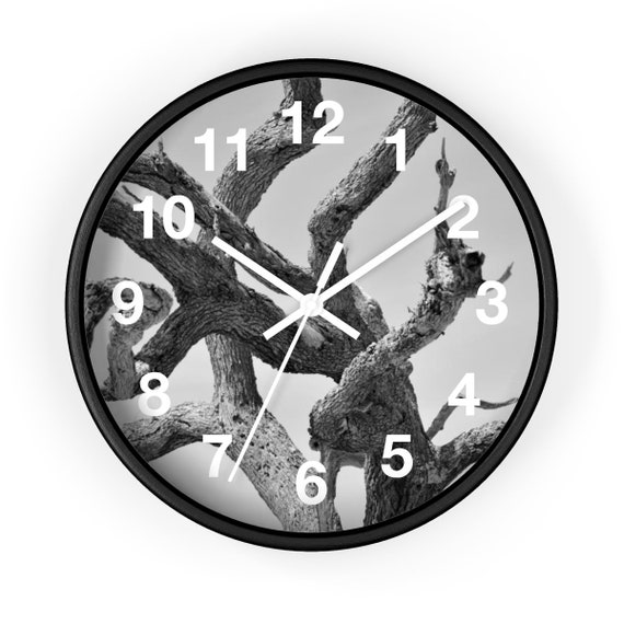 Gnarled Driftwood Branch Wall Clock | Rustic Modern Nature Art for Home or Office Decor