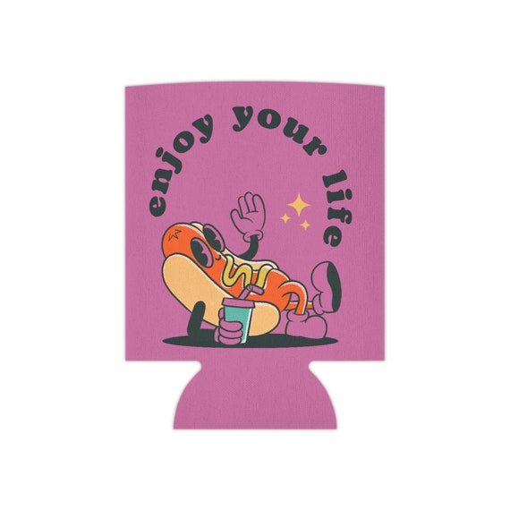 Pink 'Enjoy Your Life' Insulated Can Cooler - Slim Beverage Holder for Parties & Gifts