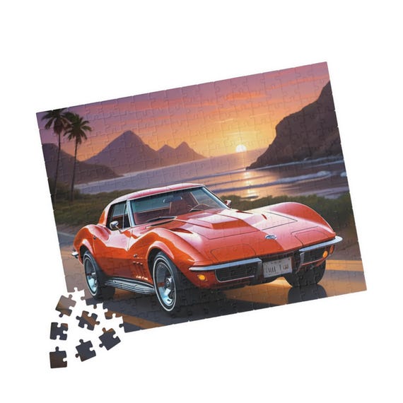 Red 1968 Corvette Sunset Puzzle | 110/252/520 Piece Jigsaw