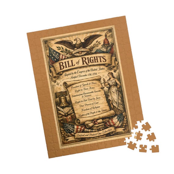 Bill of Rights Vintage Document Puzzle | Patriotic Jigsaw | 110-520 Piece Historical Educational Game