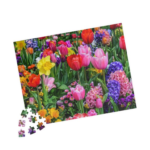 Spring Flower Garden Puzzle 110-520 Piece | Tulips Daffodils Hyacinths Jigsaw