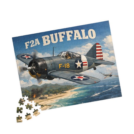 F2A Buffalo Vintage Fighter Plane Puzzle | Military Aviation Jigsaw
