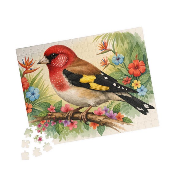 Colorful Strawberry Finch Puzzle | 110-520 Piece Jigsaw