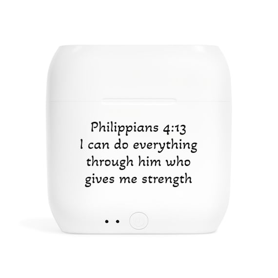 Scripture-Inspired Wireless Earbuds: Christian Gift, Bluetooth, Plastic Case, Stocking Stuffer