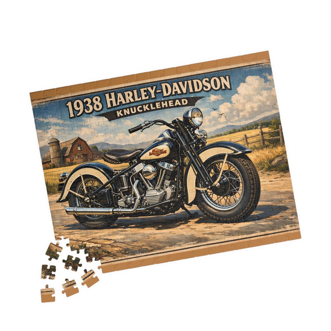 1938 Harley-davidson Knucklehead Motorcycle Puzzle | Vintage Bike