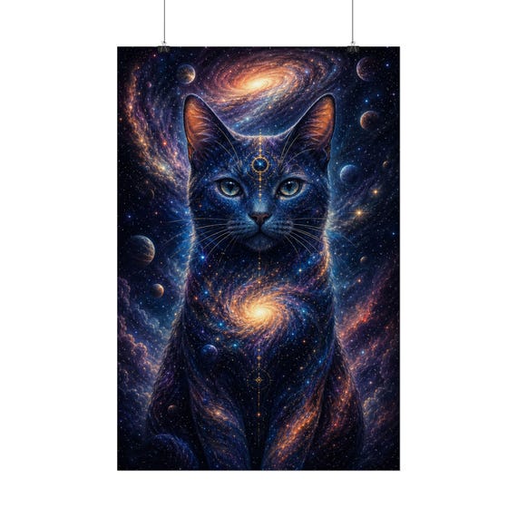 Cosmic Cat Poster 20x30 Rolled Galaxy Space Wall Art Decor