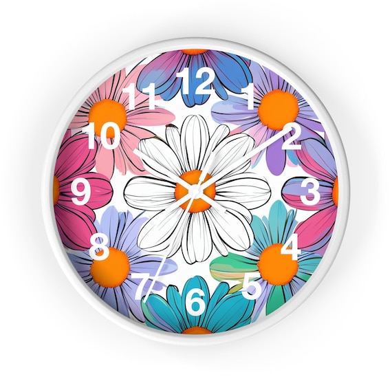 Floral Garden Wall Clock: Boho Home Decor Timepiece