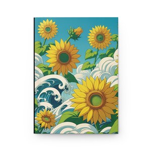 Sonnenblumen Print Hardcover Notizbuch - Buntes Blumen Notizbuch mit linierten Seiten