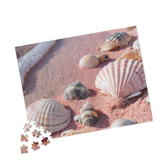 Seashells on Pink Sand Jigsaw Puzzle | 110/252/520 Pieces