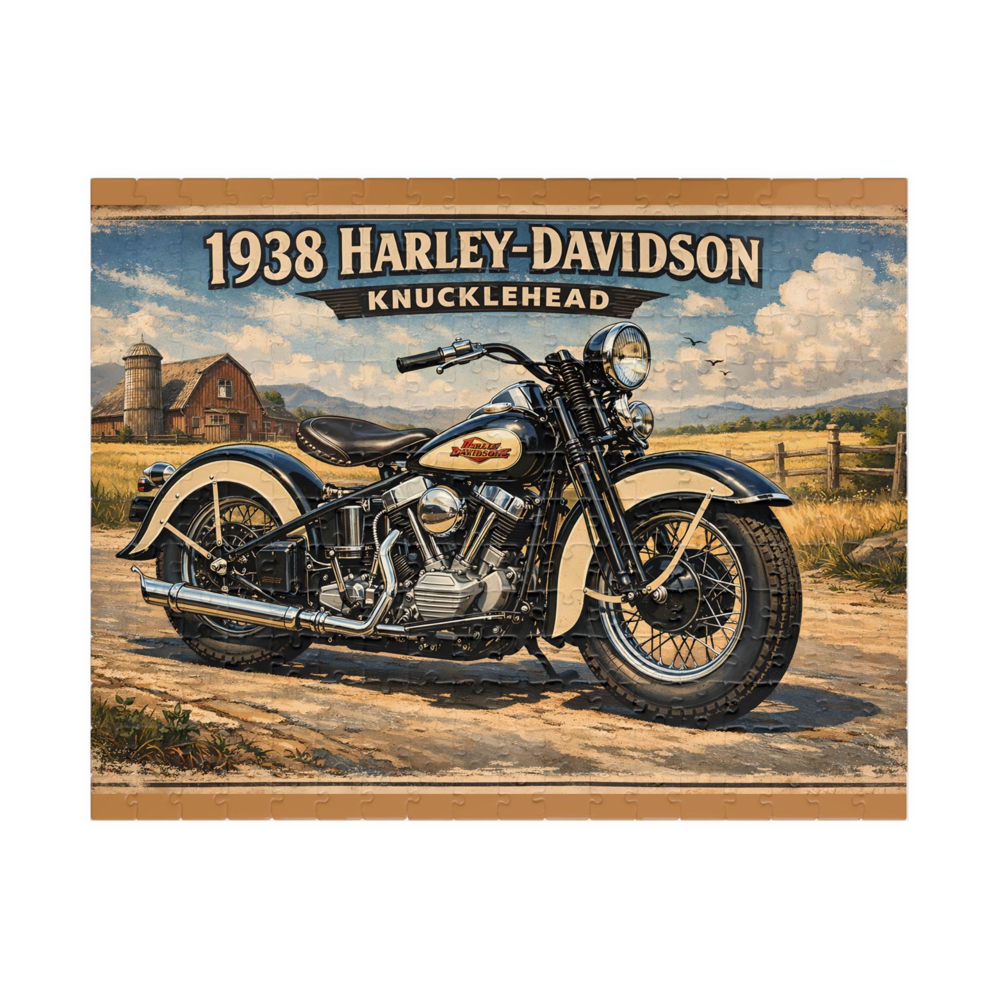 1938 Harley-davidson Knucklehead Motorcycle Puzzle | Vintage Bike