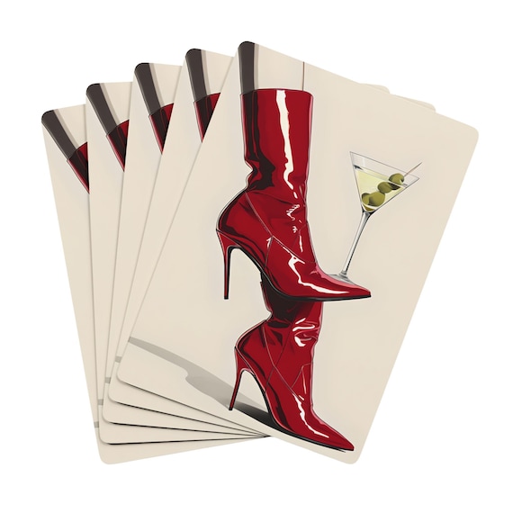 Red Stiletto & Martini Custom Playing Cards | Ace of Spades Deck