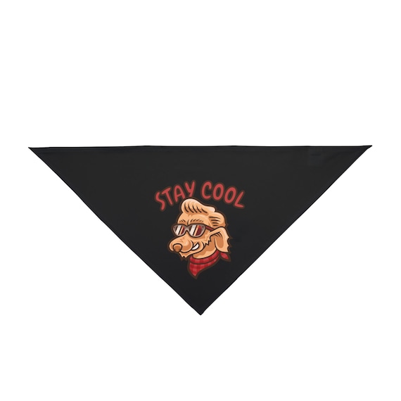 Cool and Stylish: Black Pet Bandana with 'Stay Cool' Graphic