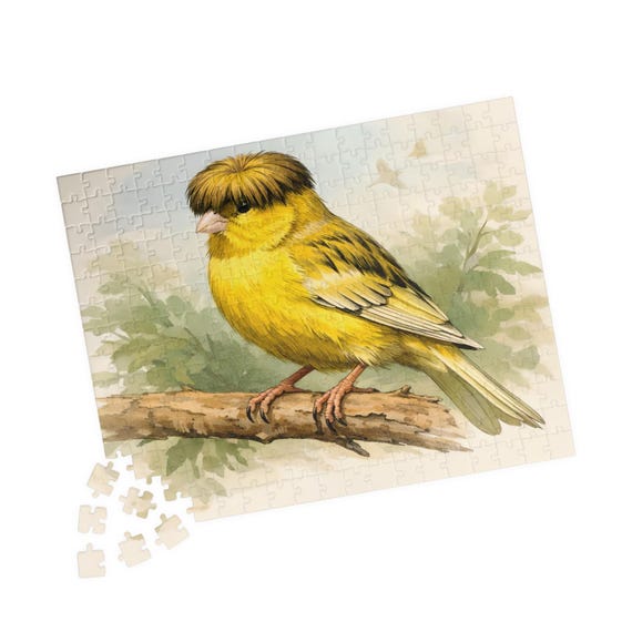 Yellow Crested Canary Puzzle | Vintage Bird Illustration, Jigsaw (110-520 Pieces)