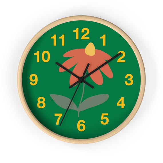 Vibrant Floral Wall Clock: Modern Spring-Inspired Home Decor Gift, Bright Design Timepiece