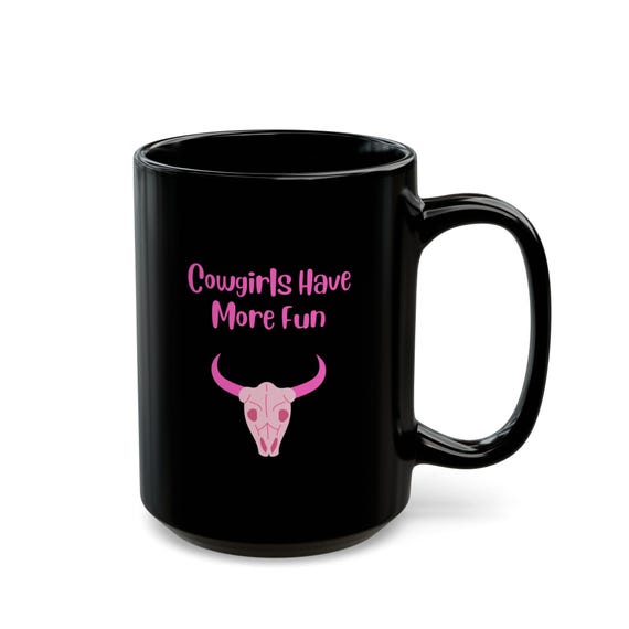 Western-Inspired Black Cowgirl Mug: Unique Gift for Coffee Lovers and Ranch Enthusiasts