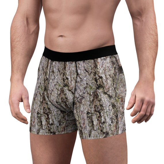 Men's Underwear, Oak Bark Print - Camo Boxer Briefs