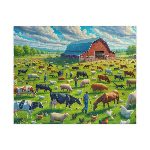 Farm Life Puzzle - Relaxing Family Activity, Gifts for Animal Lovers, Fun Indoor Game, 110, 252, 520, 1014 Pieces