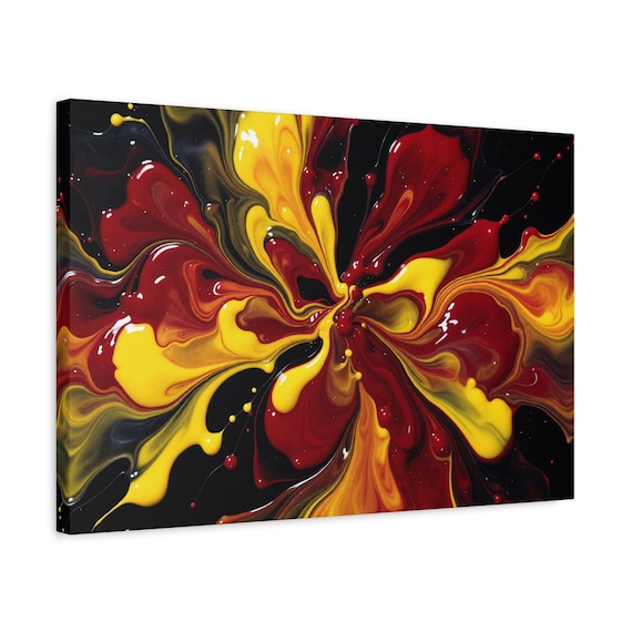 Abstract Red Yellow Swirl Matte Canvas Print | Stretched, Framed, Ready to Hang