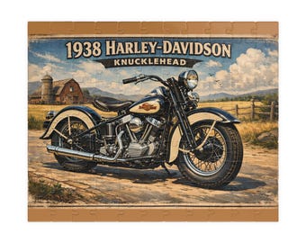 1938 Harley-davidson Knucklehead Motorcycle Puzzle | Vintage Bike