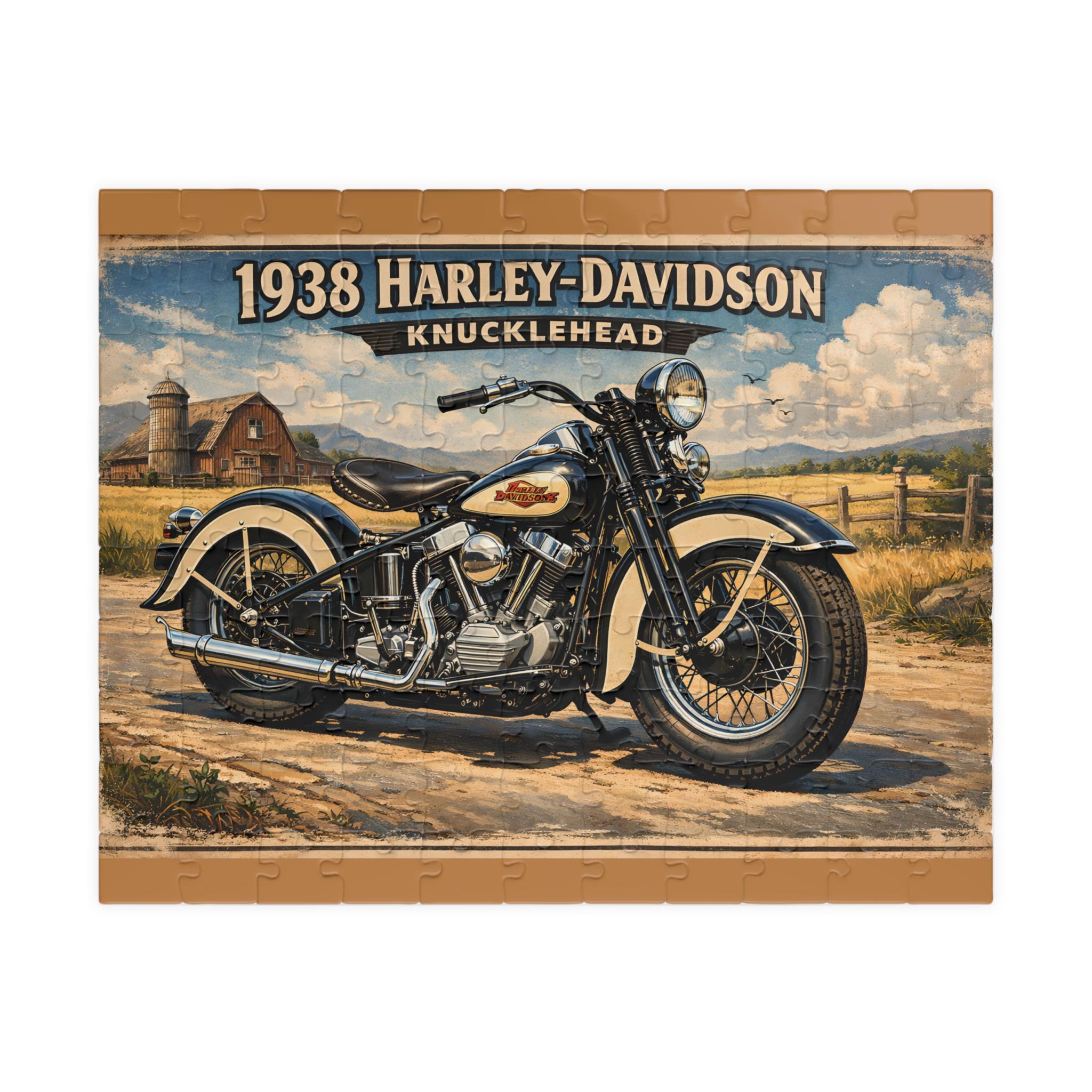 1938 Harley-davidson Knucklehead Motorcycle Puzzle | Vintage Bike