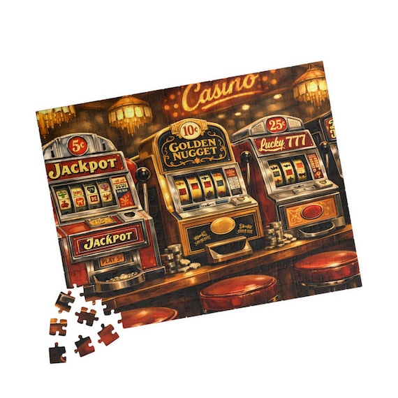 Vintage Casino Slot Machines Puzzle | Retro Gambling Jigsaw | 110 to 520-pieces