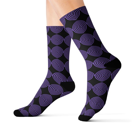 Men's Black Dress Socks with Stylish Purple Spiral - Dress to Impress