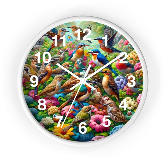 Vibrant Bird-Themed Wall Clock: Colorful Vintage-Style Timepiece for Nature Lovers & Home Decor