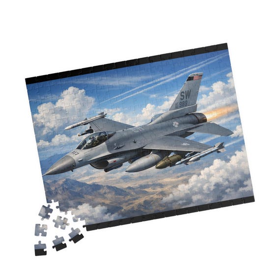 F-16 Fighting Falcon Jet Puzzle 110/252/520 Piece | Military Aircraft Jigsaw