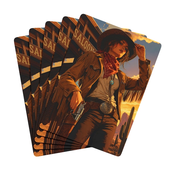 Cowgirl Western Illustration Poker Playing Cards | Ace of Spades Design