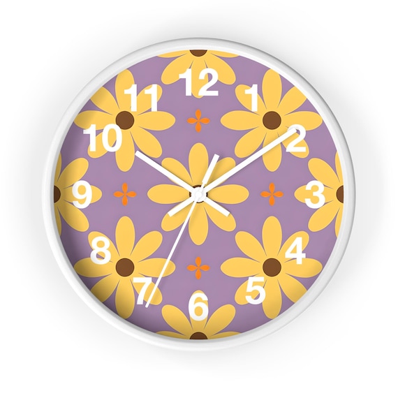 Floral Wall Clock: Boho Botanical Decor, Silent Movement