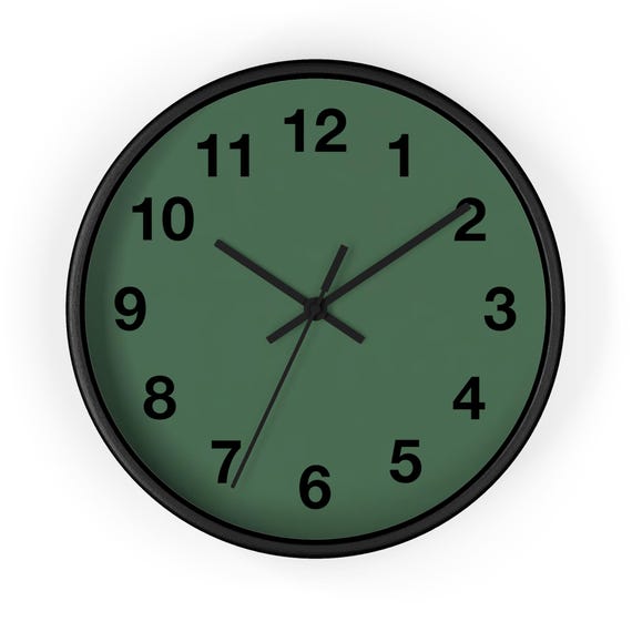 Minimal Green Face Wall Clock | Modern Numeric Clock