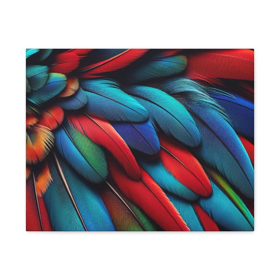 Vibrant Feather Wall Art Canvas, Colorful Home Decor, Nature Inspired Artwork, Perfect for Living Room, Gifts for Art Lovers, Bohemian Decor