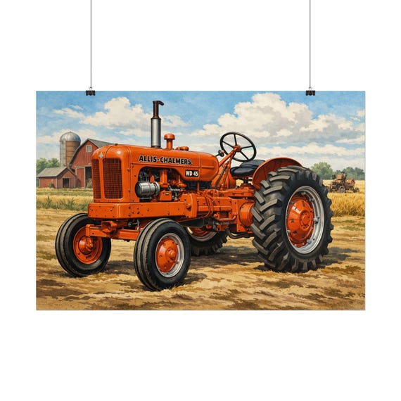 Allis-Chalmers Classic WD45 Tractor Rolled Poster | Vintage Farm Machinery Print