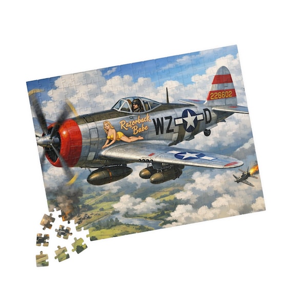 Vintage WWII P-47 Thunderbolt Fighter Plane Nose Art Puzzle | 110-520 Piece
