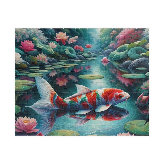 Koi Fish Puzzle - 110, 252, 520-piece, Perfect for Family Game Night, Relaxing Hobby, Unique Gift for Nature Lovers