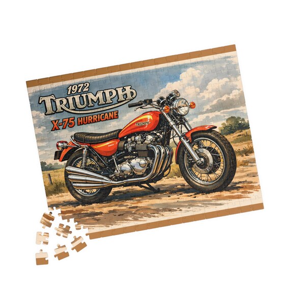 1972 Triumph X-75 Hurricane Motorcycle Puzzle | Vintage Bike Jigsaw for Classic Motor Enthusiasts Gift