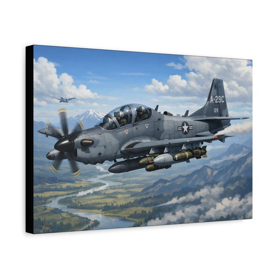 A-29C Light Attack Aircraft Matte Canvas | Wood Frame, Stretched, Ready to Hang