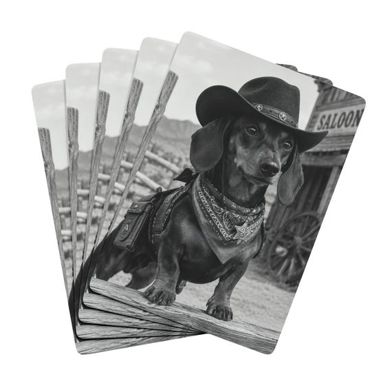 Cowboy Dachshund Playing Cards - Western Dog Poker Deck