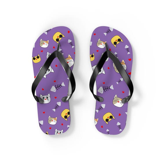 Adorable Feline-Themed Beachwear: Comfy Cat Flip Flops for Summer Vacations & Pet Lover Gifts