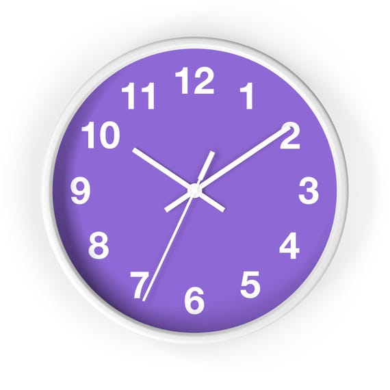 Purple Minimalist Numbered Wall Clock | Modern Home Decor
