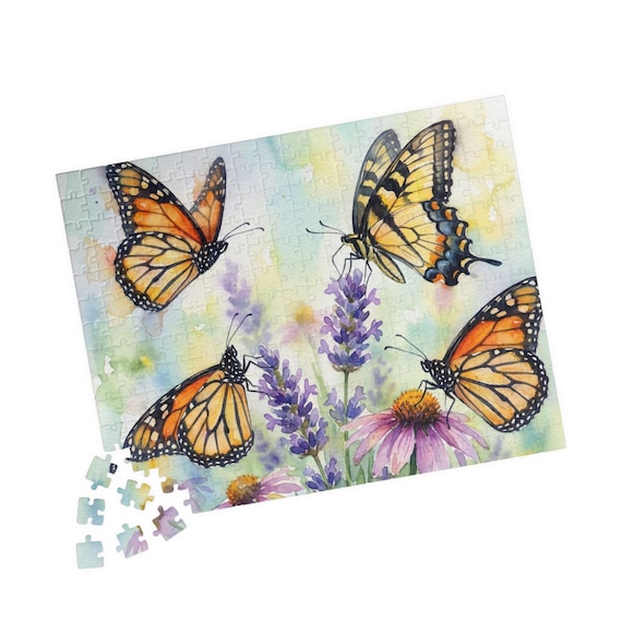 Monarch Butterflies & Lavender Jigsaw Puzzle - 110/252/520 Pieces