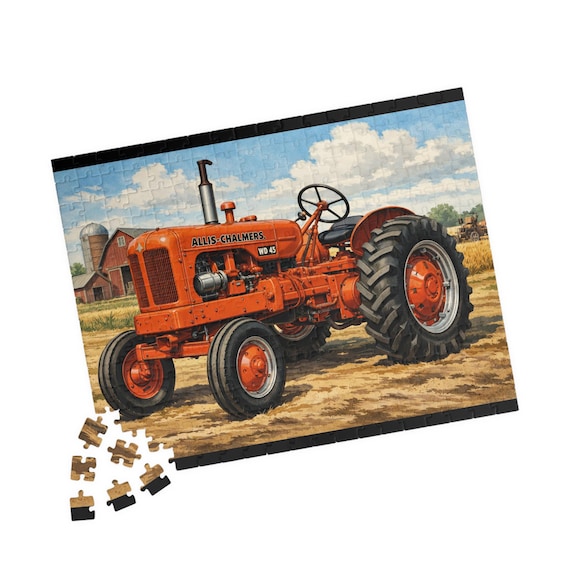 Vintage Orange Allis-Chalmers Tractor Puzzle 110-520 Piece | Farm Scene Jigsaw