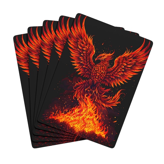 Flaming Phoenix Playing Cards - Vibrant Fiery Poker Deck for Card Games, Magic Tricks & Cardistry