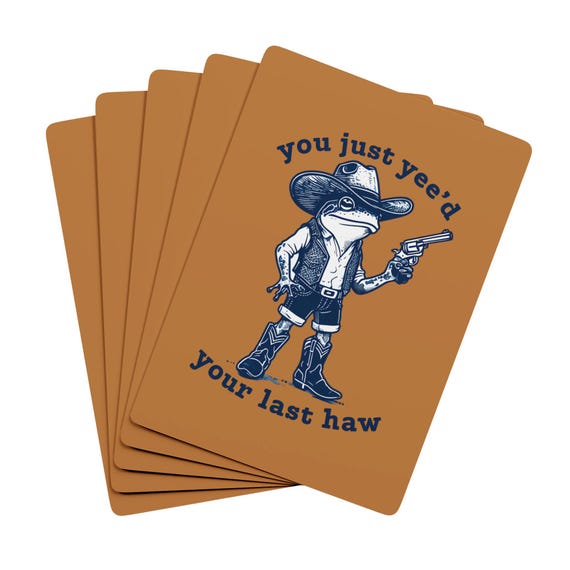 Funny Western Frog Cowboy Poker Deck – Novelty Game Night Gift (300 gsm Cardstock)