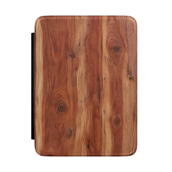 Wood Grain Kindle Case - Faux Cedar Rustic E-book Cover for Tablet, Book Lover Gift