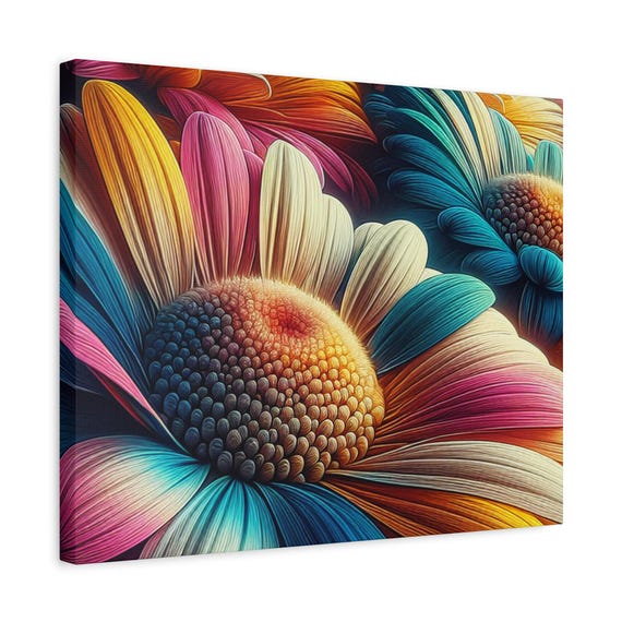 Vibrant Floral Canvas Wall Art: Boho Home Decor, Ready to Hang