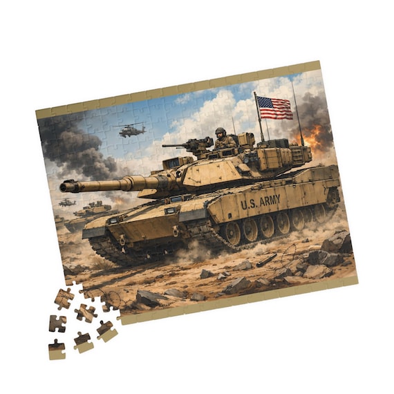 US Army Tank Battlefield Illustration Puzzle | Military Tank 110-520 pc Jigsaw