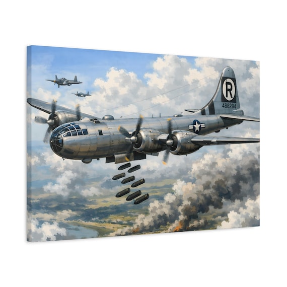 B-29 Superfortress Bomber Matte Canvas Print | 30" x 20" Horizontal | Ready to Hang