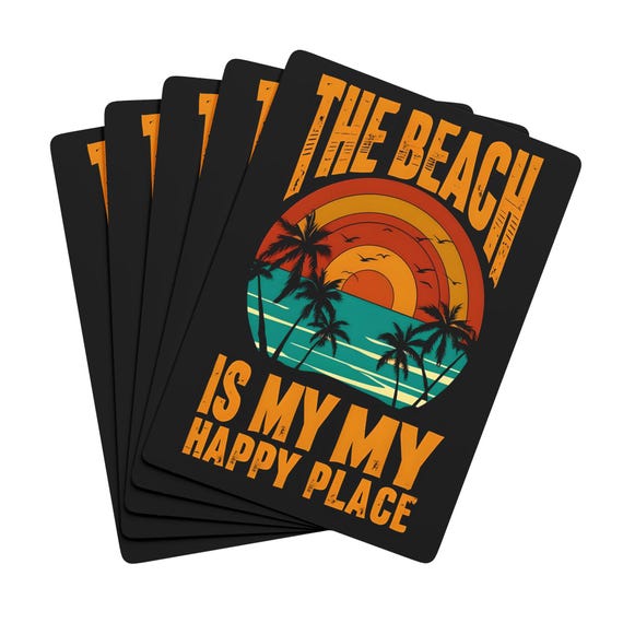 Vintage Beach Poker Cards: Summer Game Night Playing Card Set