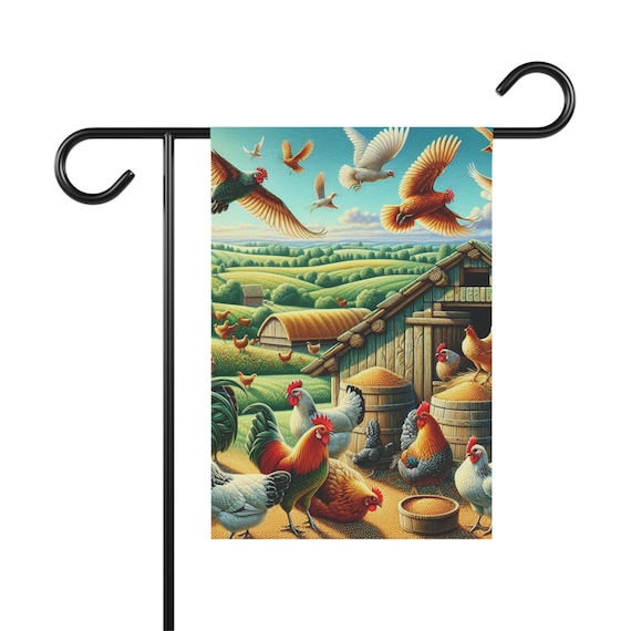 Farmhouse Garden Banner, Vibrant Country Flag, Chicken Decor, Outdoor Home Accessories, Spring Garden Decoration
